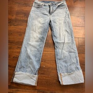 Light Blue women’s straight leg cuffed jeans